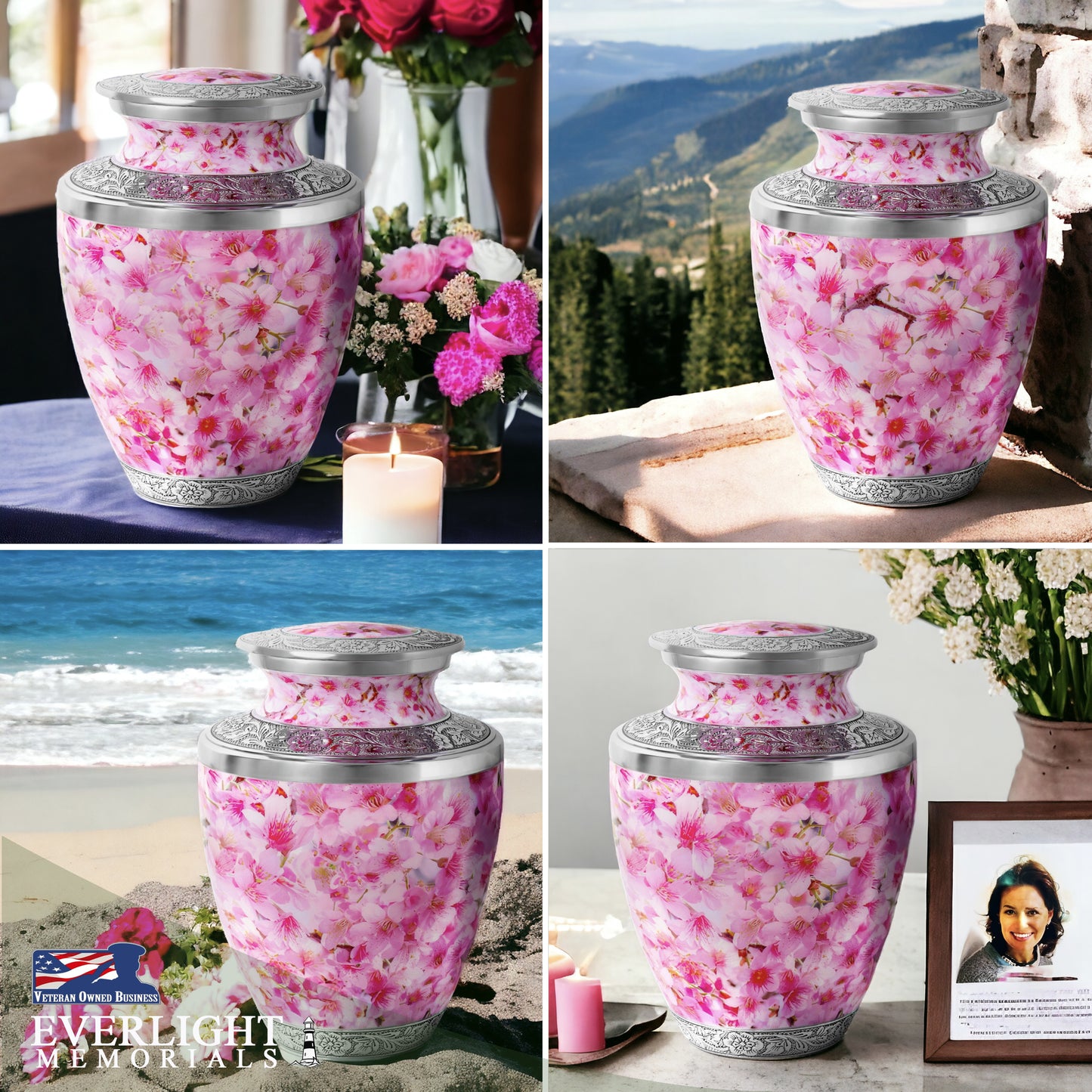 Pink Cherry Blossom Cremation Urn for Women – A Gentle Tribute to Her Spirit, Her Grace, and the Blossoming Love She Left Behind, Now Carried in Every Petal and Memory