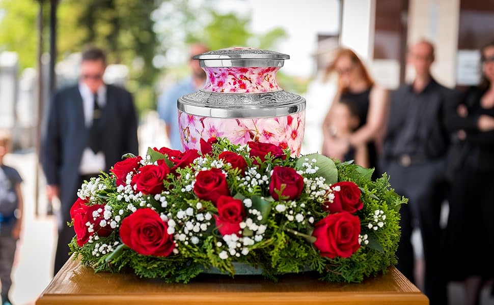 Pink Cherry Blossom Cremation Urn for Women – A Gentle Tribute to Her Spirit, Her Grace, and the Blossoming Love She Left Behind, Now Carried in Every Petal and Memory