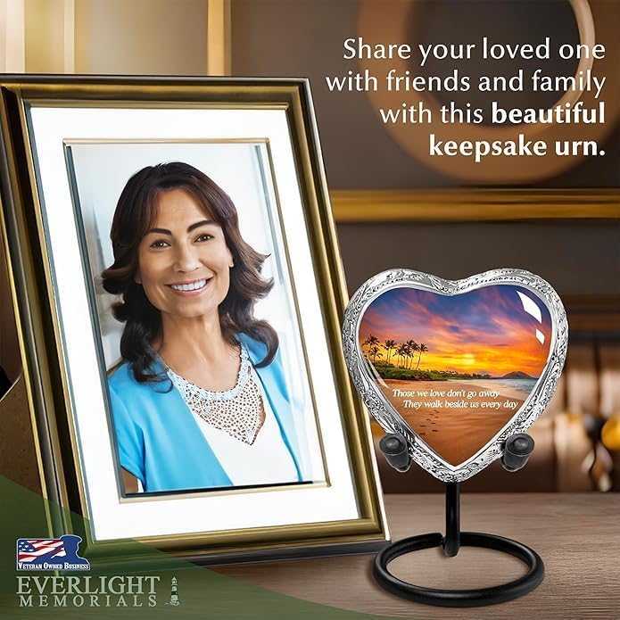 Heart Shaped Small Keepsake Cremation Urns for Human Ashes - Footprints