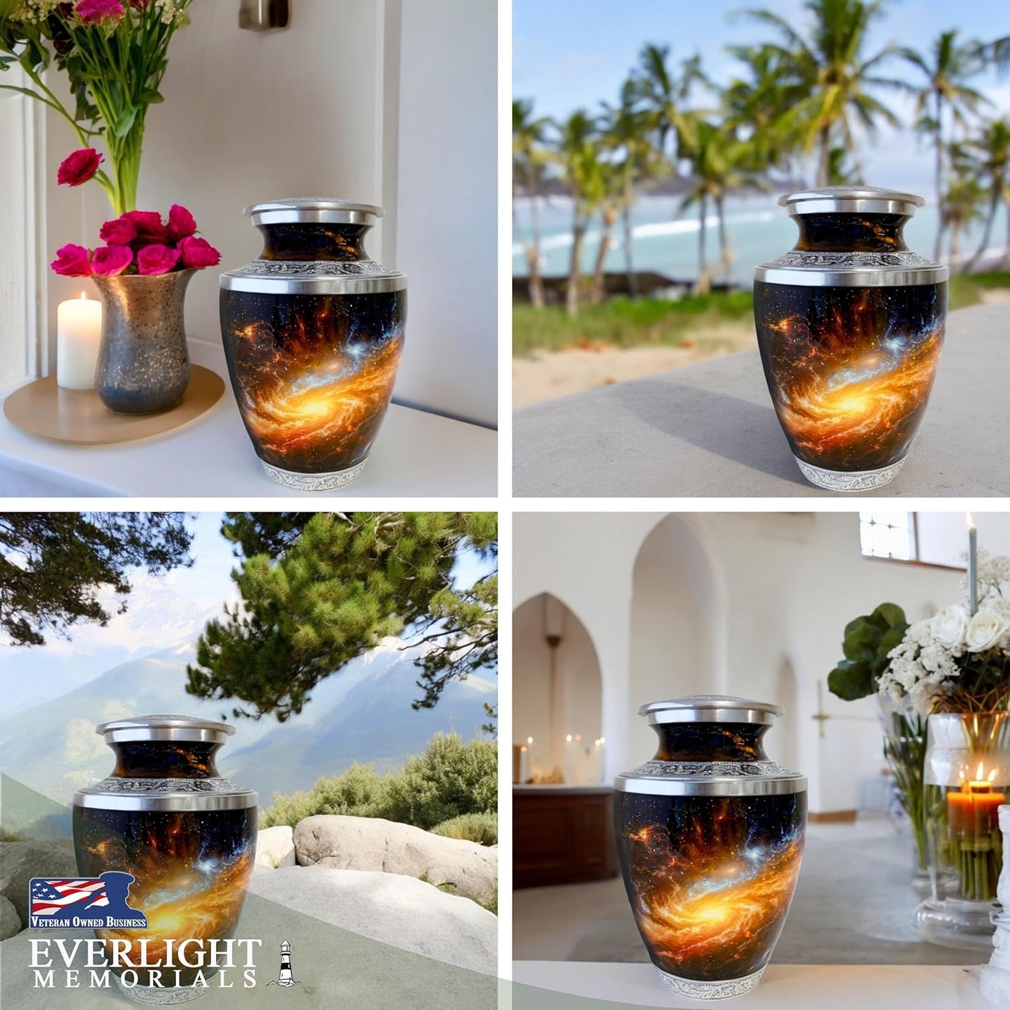 Celestial Journey Cremation Urn for Human Ashes, with Velvet Bag