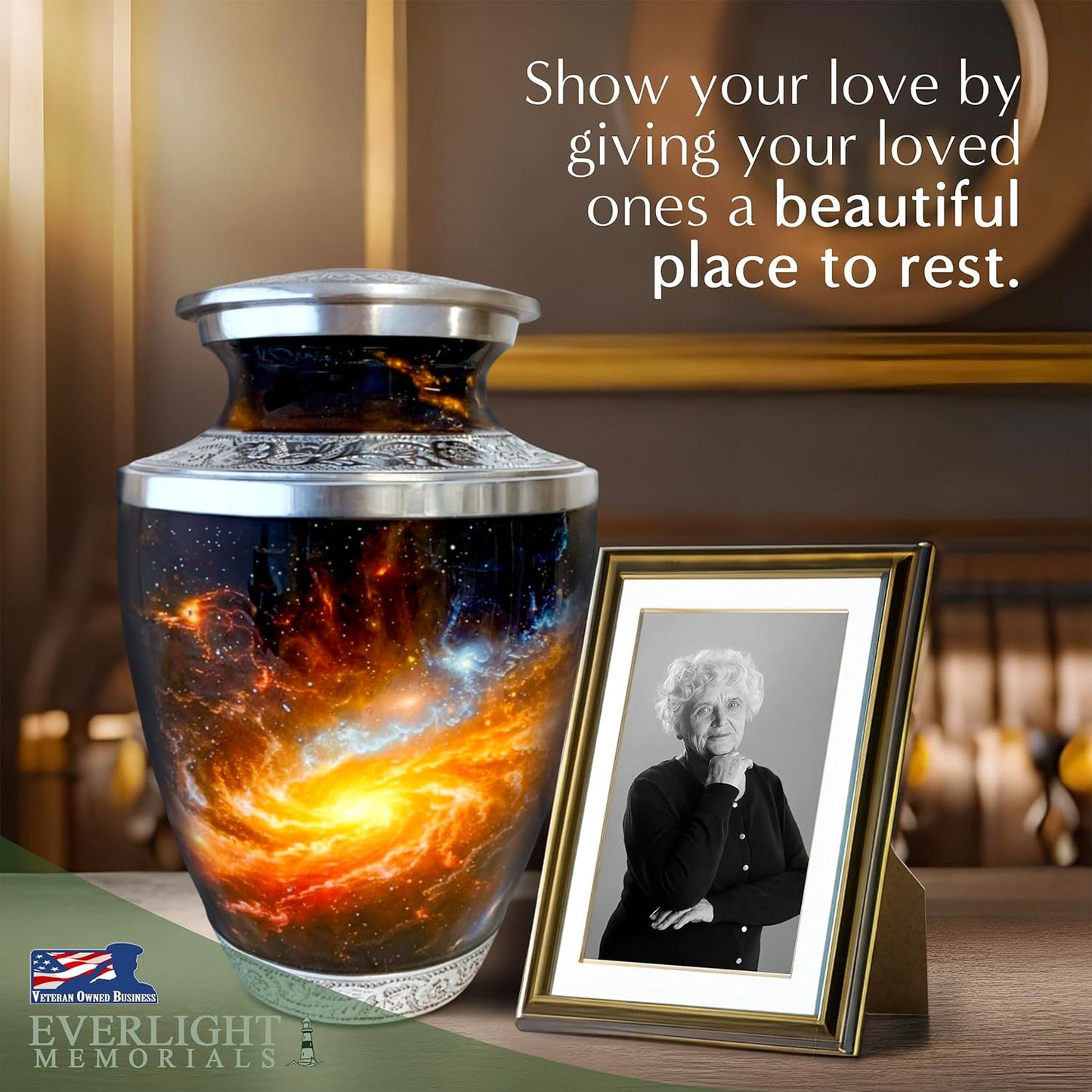 Celestial Journey Cremation Urn for Human Ashes, with Velvet Bag