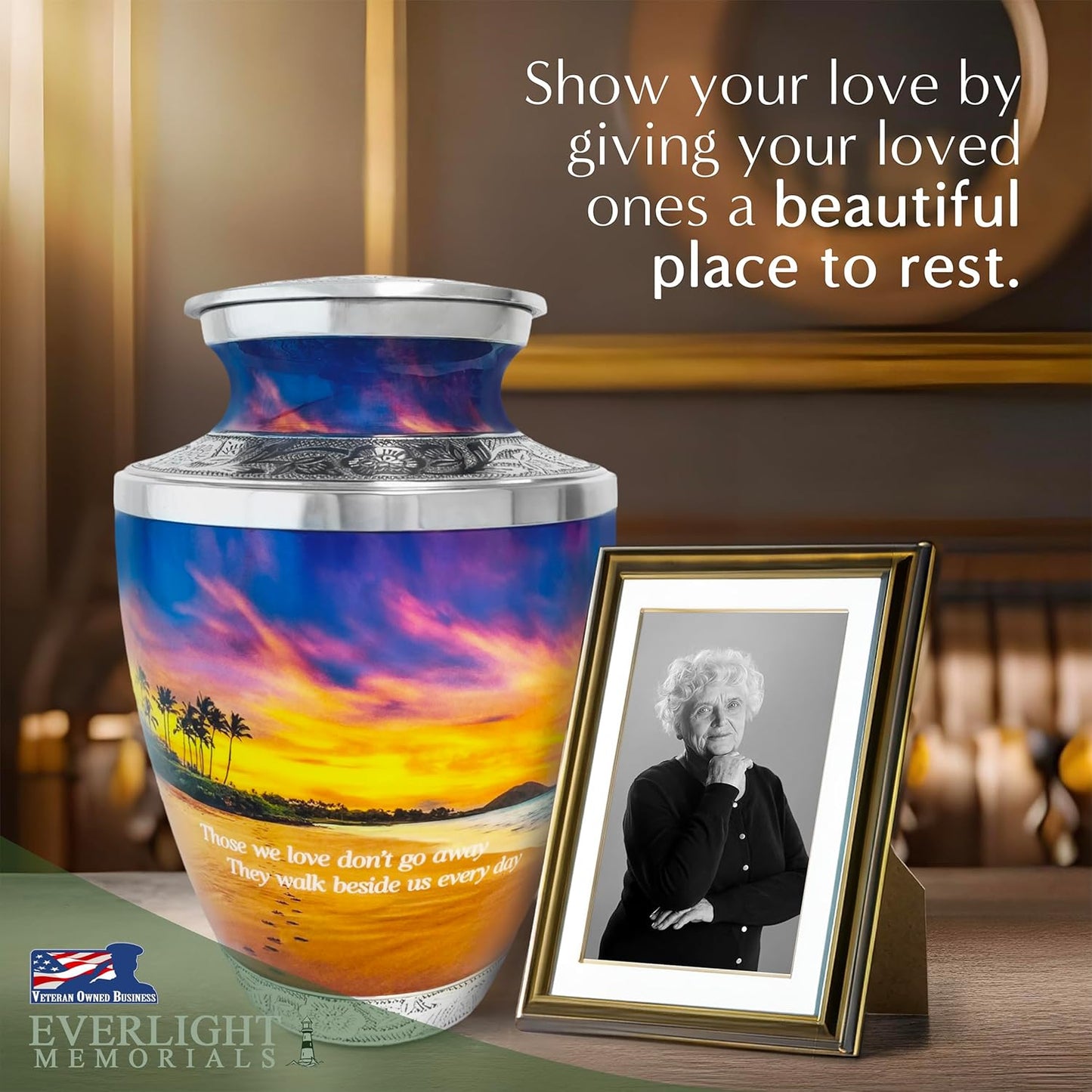 Footprints Cremation Urn for Human Ashes, Large with Velvet Bag