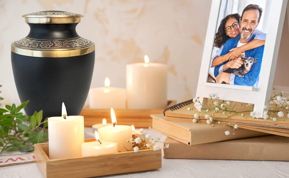 Grecian Classic Matte Adult Cremation Urn for Human Ashes, Large with Velvet Bag