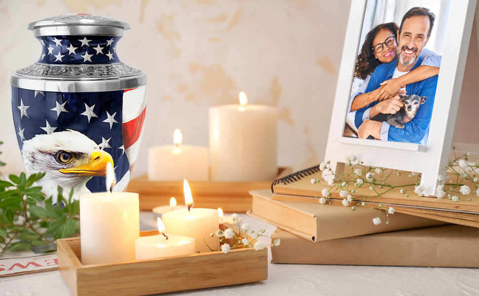 American Eagle Cremation Urn for Human Ashes – Patriotic Memorial Urn for a Man or Woman – Strength, Freedom, and a Life Well Remembered