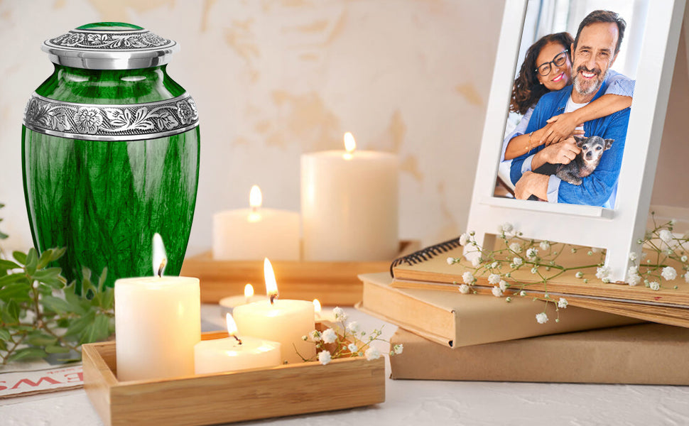 Watercolors Green Adult Urn for Ashes