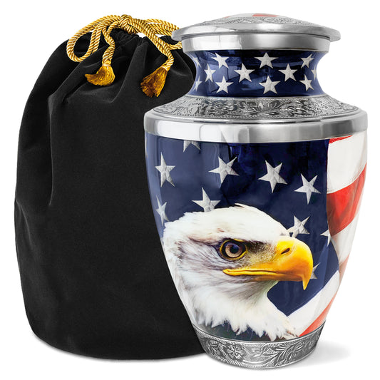American Eagle Cremation Urn for Human Ashes – Patriotic Memorial Urn for a Man or Woman – Strength, Freedom, and a Life Well Remembered