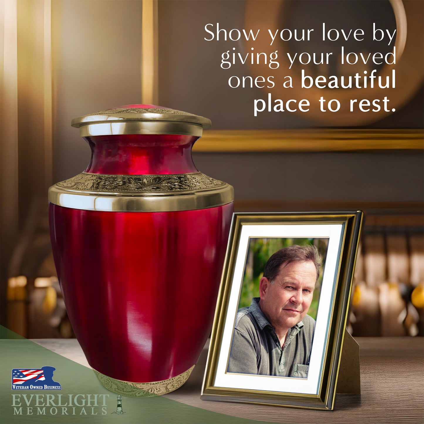 Grecian Classic Red Adult Cremation Urn for Human Ashes, Large with Velvet Bag