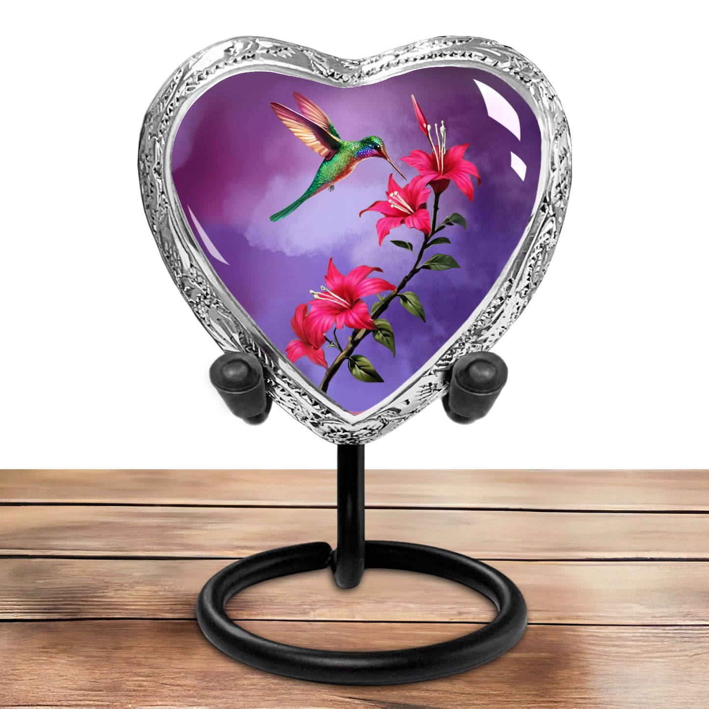 Purple Hummingbird Heart Keepsake Cremation Urn β Small Sharing Urn for Ashes β A Loving Tribute for a Man or Woman