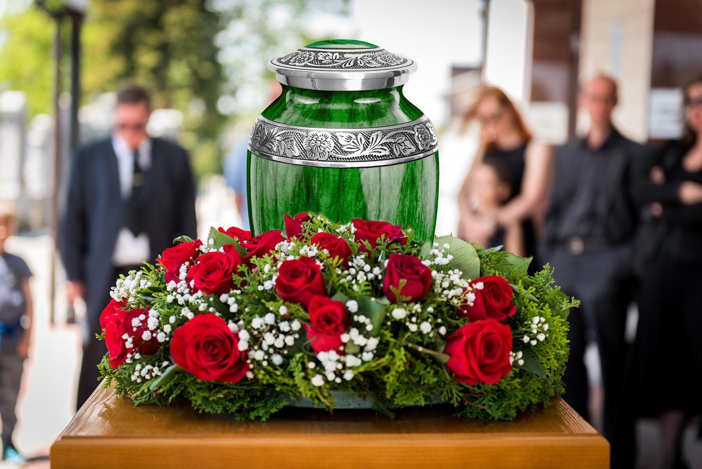 Watercolors Green Adult Urn for Ashes