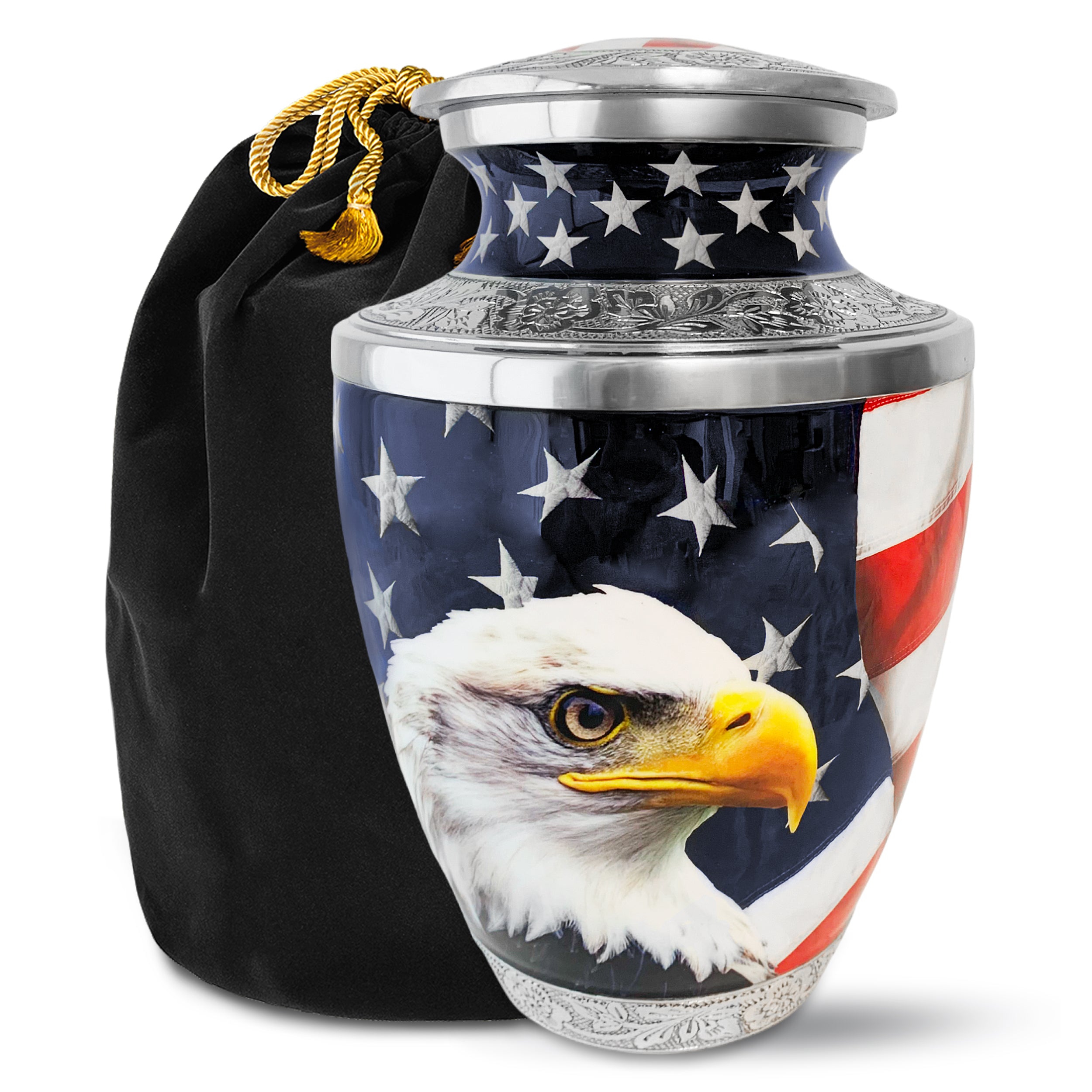 SUBSH Sunflower Twilight - Combo Of 1 Large Urn With Velvet Bag And 1 Small - Cremation Urn For Human Ashes - Small Decorative Urn - Large Urns For