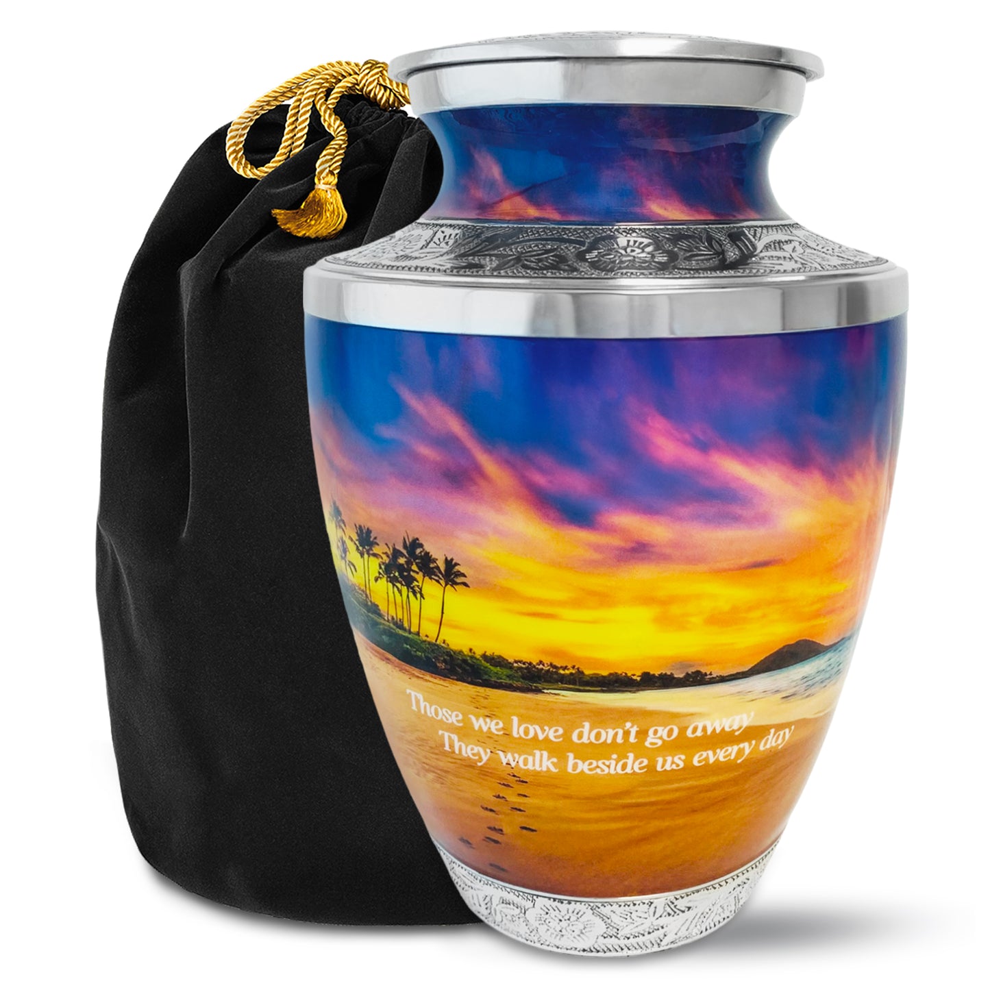 Footprints Cremation Urn for Human Ashes, Large with Velvet Bag