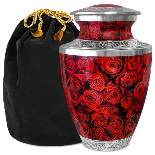 Red Roses Cremation Urn for Human Ashes – A Loving Tribute for an Adult Female – Memorial Urn for Mother, Daughter, Sister, or Wife – A Place for Her Memory to Bloom Every Day