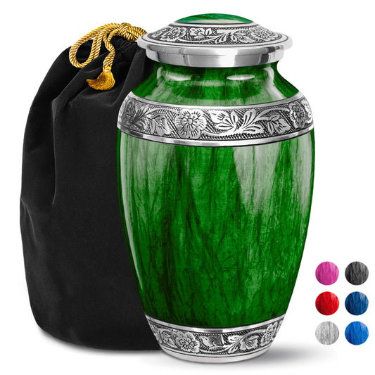 Watercolors Green Adult Urn for Ashes