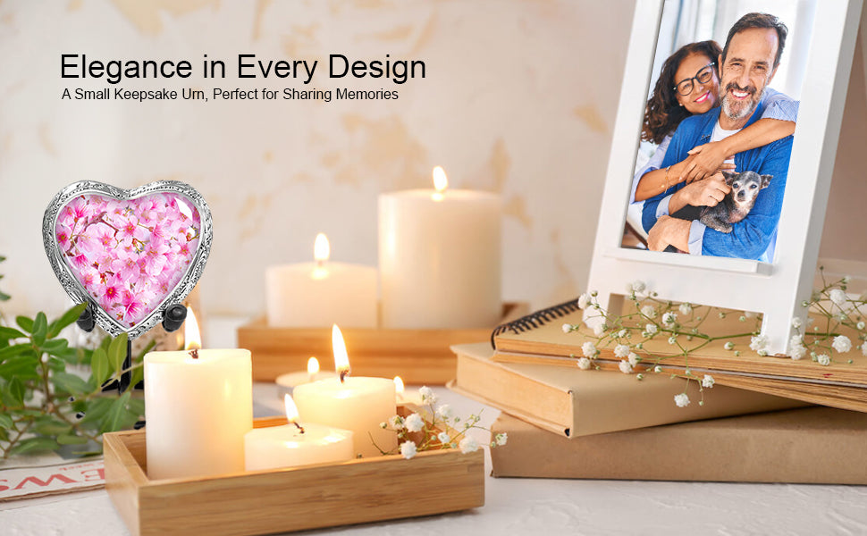 Pink Cherry Blossom Keepsake Urn for a Woman – This Heart-Shaped Token Is a Tender Tribute to Her Spirit, Her Grace, and the Love That Still Blooms