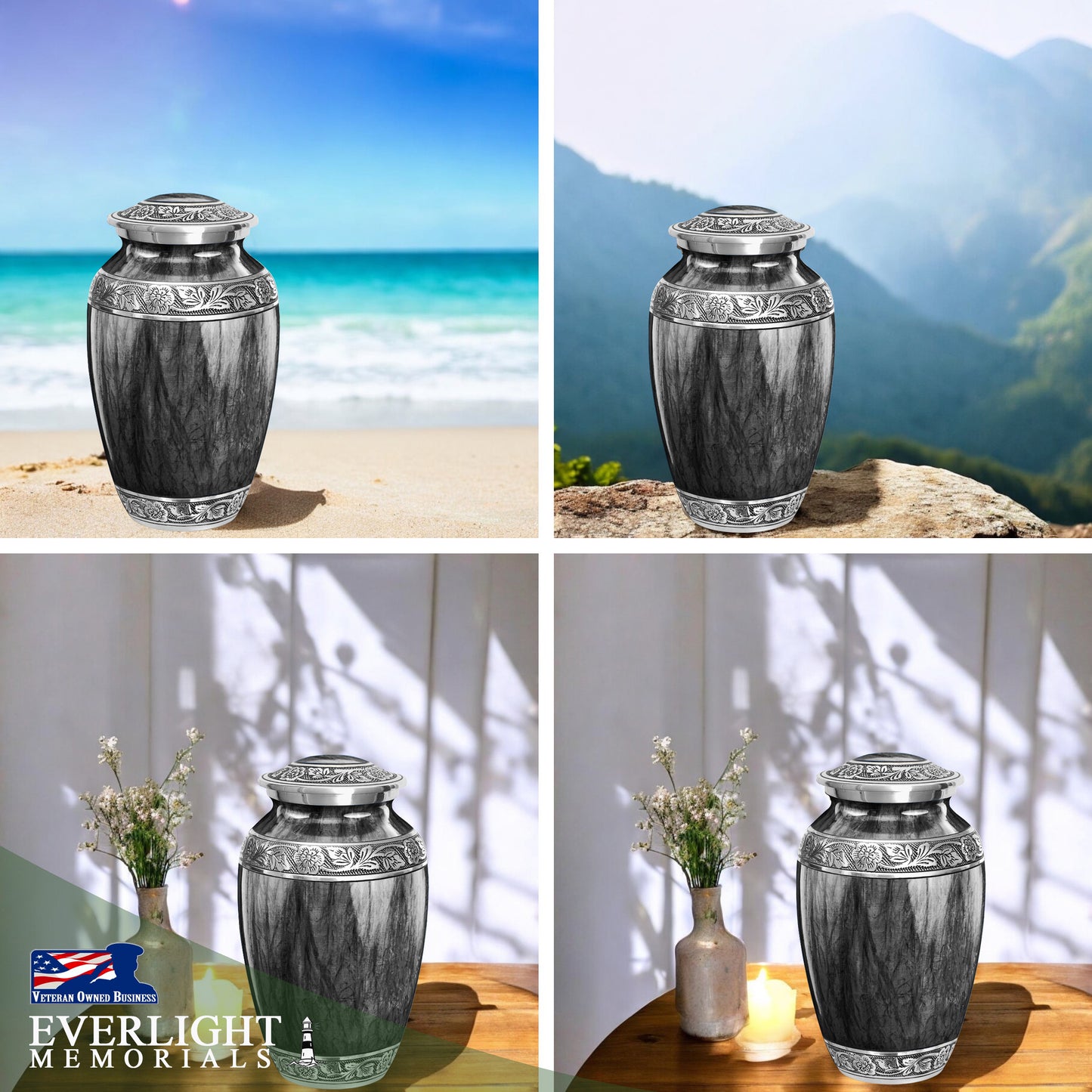 Watercolors Dark Gray Adult Urn for Ashes