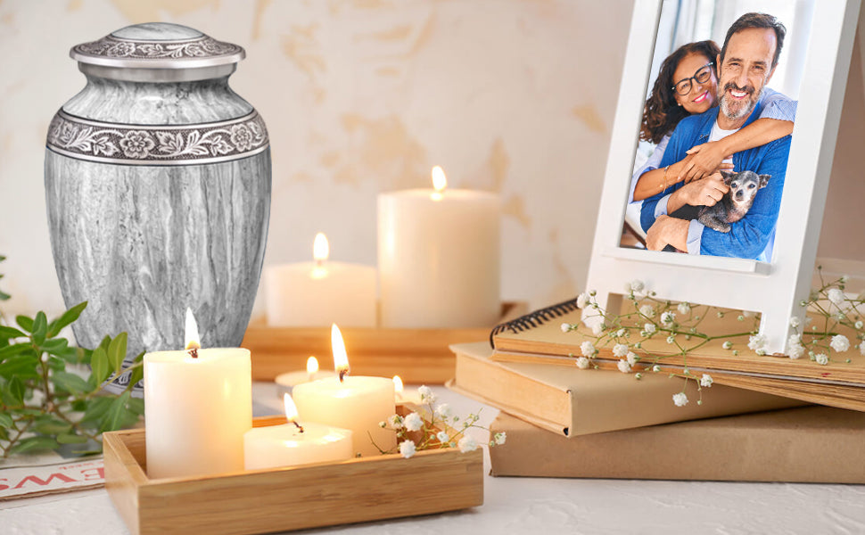 Watercolors Light Gray Adult Urn for Ashes