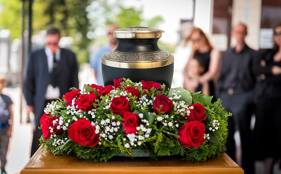 Grecian Classic Matte Adult Cremation Urn for Human Ashes, Large with Velvet Bag