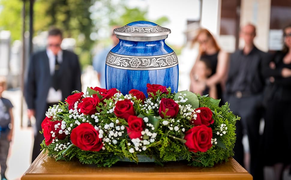 Watercolors Light Blue Adult Urn for Ashes