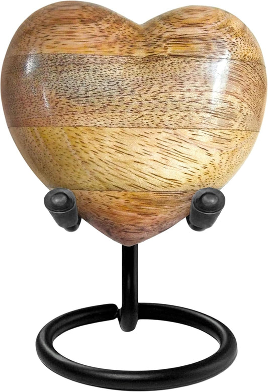 Heart Shaped Wooden Keepsake Urn – A Warm, Natural Tribute to Cherished Memories – Small Memorial for Human Ashes, Handcrafted with Love and Grace Bullets: