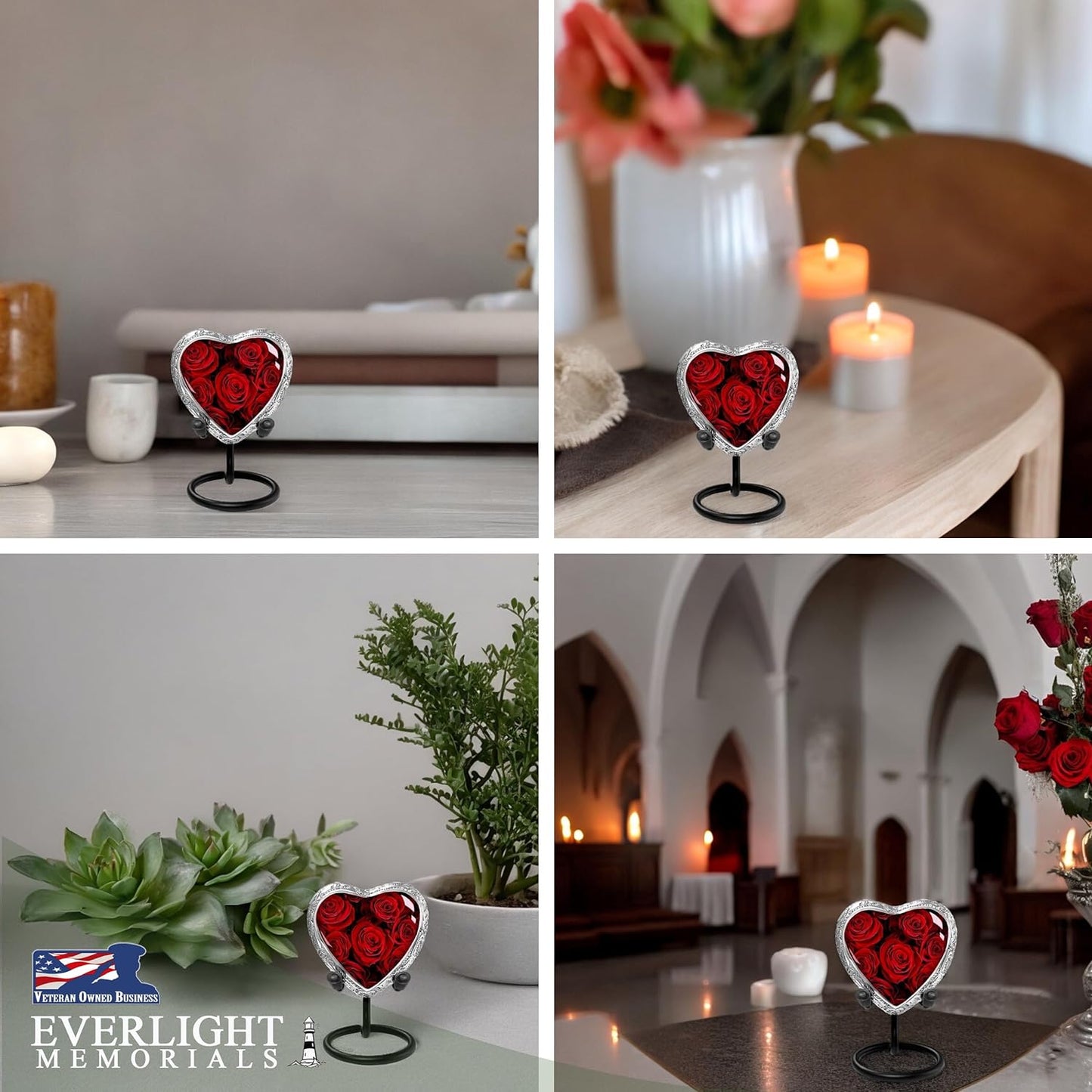 Red Roses Heart Keepsake Urn for Human Ashes – Small Memorial Urn for Adult Female – Tribute for Mother, Daughter, Sister, or Wife – A Symbol of Eternal Love to Share and Keep Close