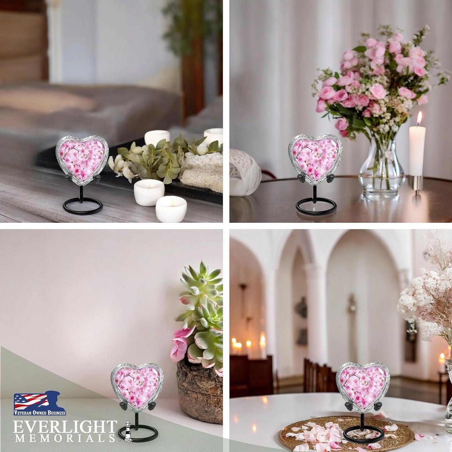 Pink Cherry Blossom Keepsake Urn for a Woman – This Heart-Shaped Token Is a Tender Tribute to Her Spirit, Her Grace, and the Love That Still Blooms