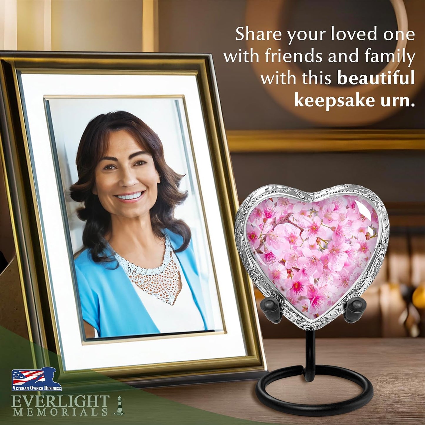 Pink Cherry Blossom Keepsake Urn for a Woman – This Heart-Shaped Token Is a Tender Tribute to Her Spirit, Her Grace, and the Love That Still Blooms