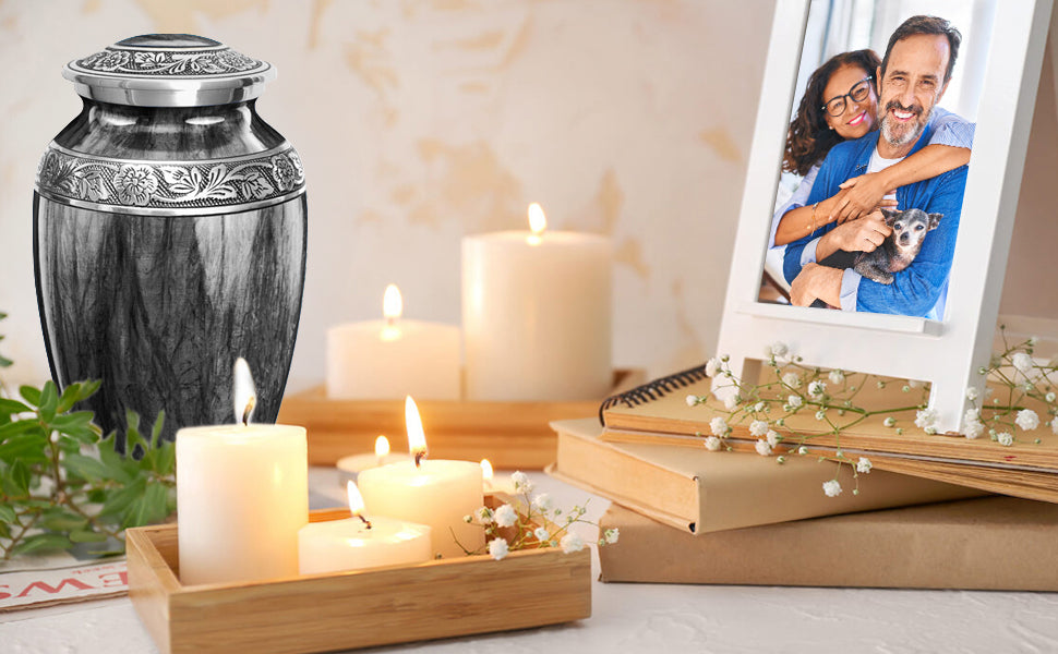 Watercolors Dark Gray Adult Urn for Ashes