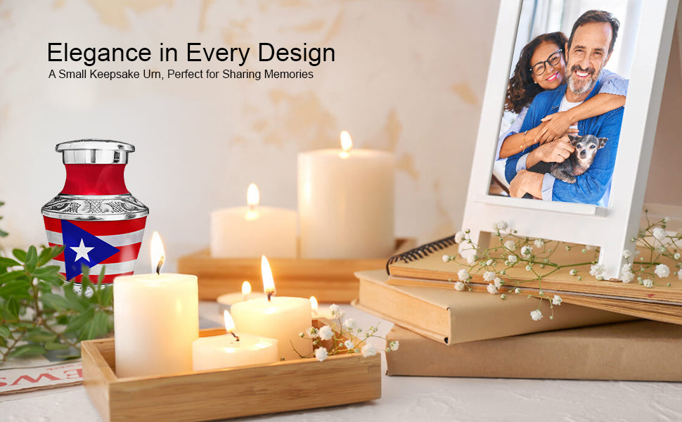 Puerto Rico Keepsake Urn with Multiple Candles Memorial Display