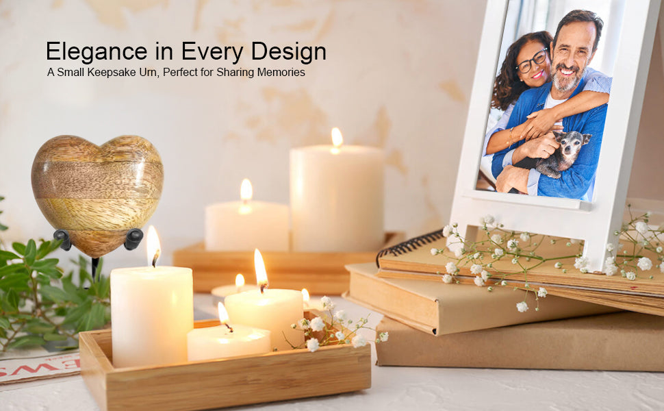Heart Shaped Wooden Keepsake Urn – A Warm, Natural Tribute to Cherished Memories – Small Memorial for Human Ashes, Handcrafted with Love and Grace Bullets: