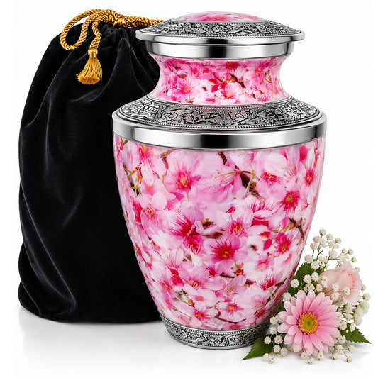 Pink Cherry Blossom Cremation Urn for Women - main product image