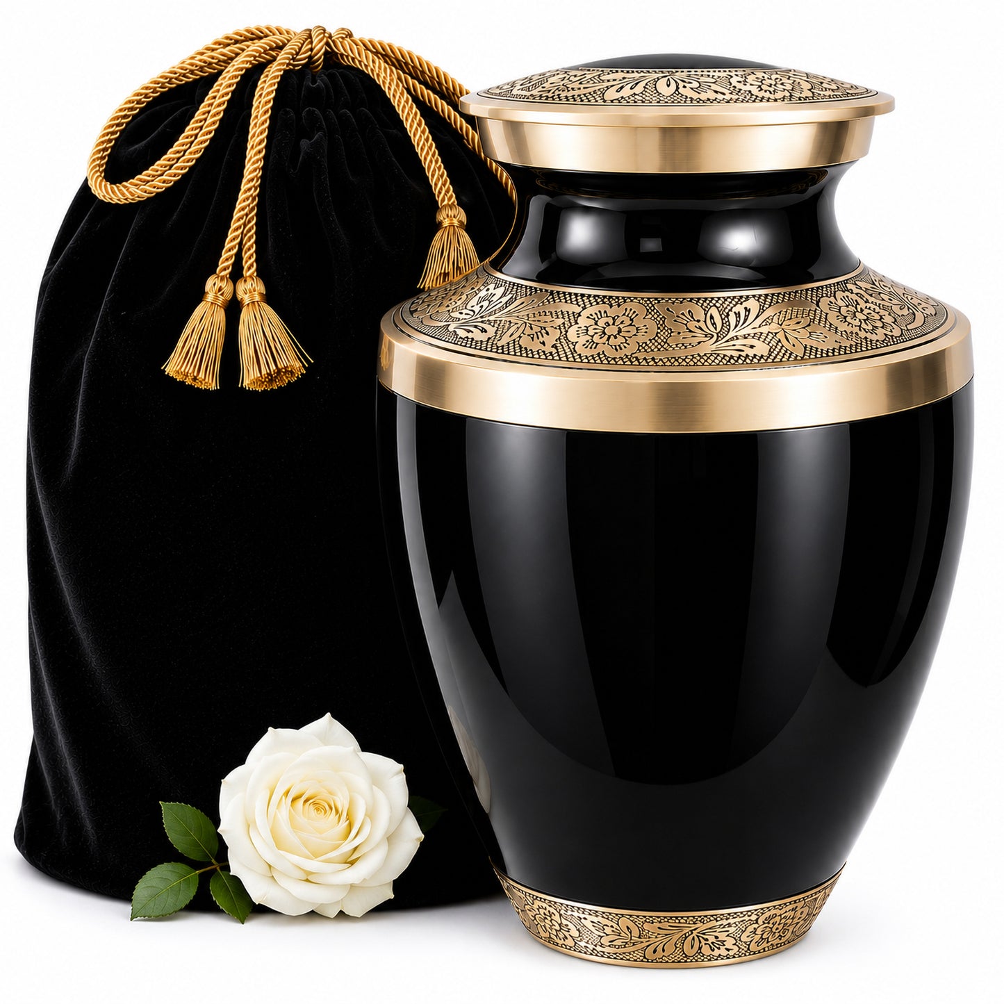 Classic Matte Black Urn for Ashes Adult Male or Female – Large Cremation Urn for Human Ashes – Memorial Funeral Urn for Men & Women, Home Display, or Burial