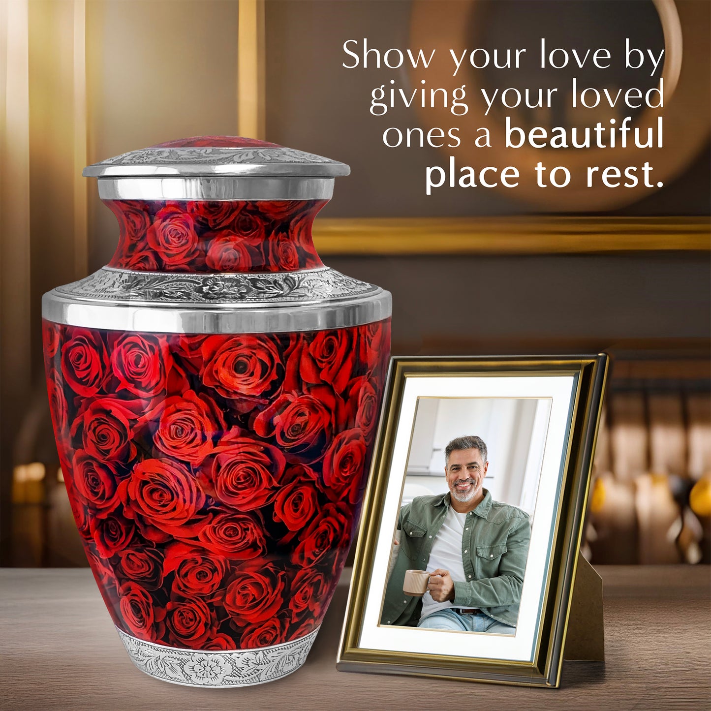 Red Roses Cremation Urn for Human Ashes – A Loving Tribute for an Adult Female – Memorial Urn for Mother, Daughter, Sister, or Wife – A Place for Her Memory to Bloom Every Day