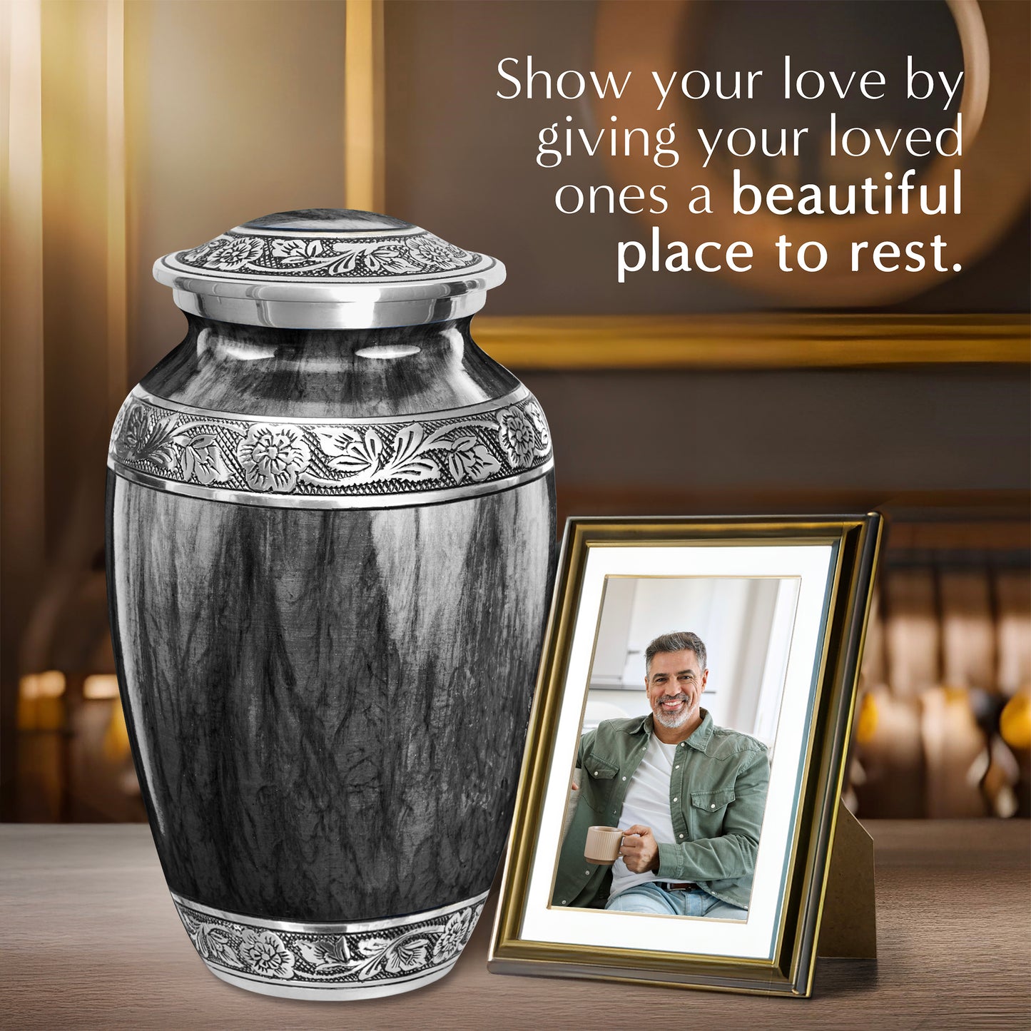 Watercolors Dark Gray Adult Urn for Ashes