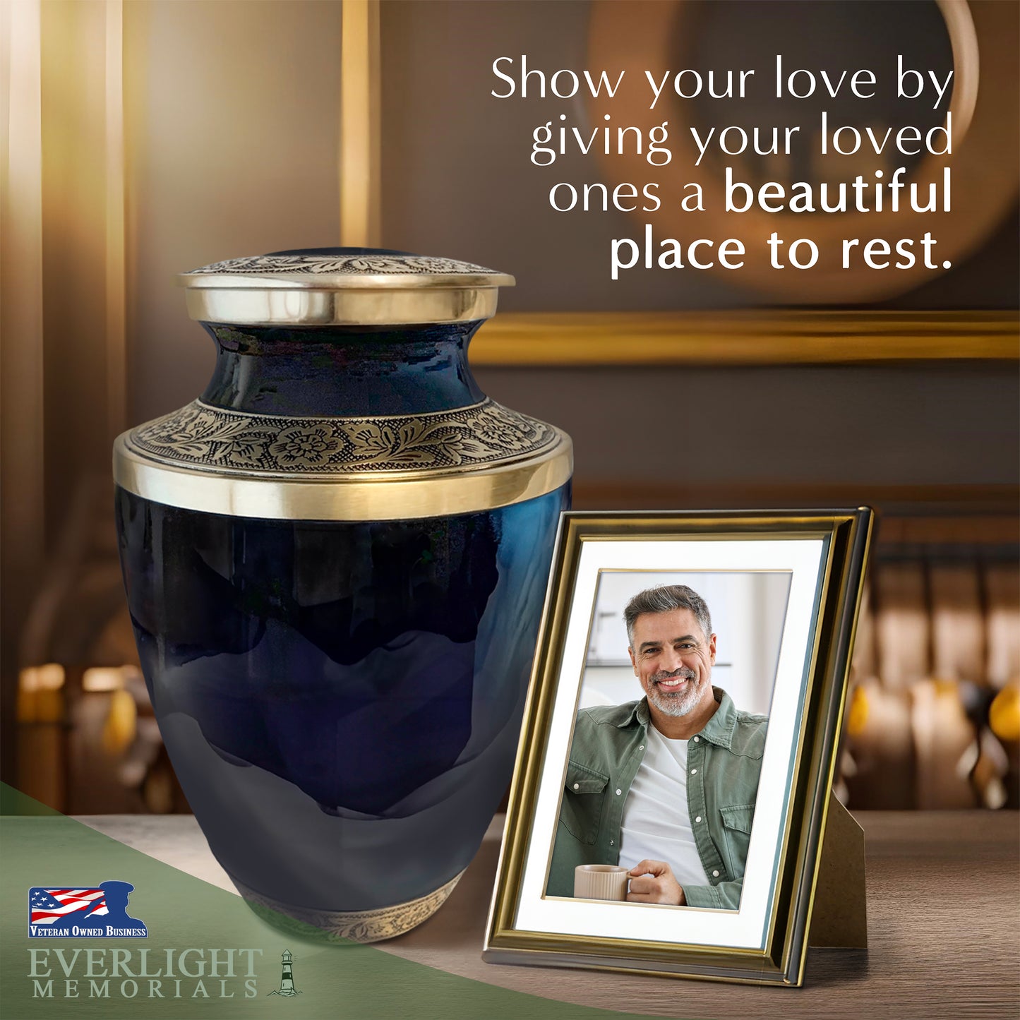 Grecian Classic Black Adult Cremation Urn for Human Ashes, Large with Velvet Bag