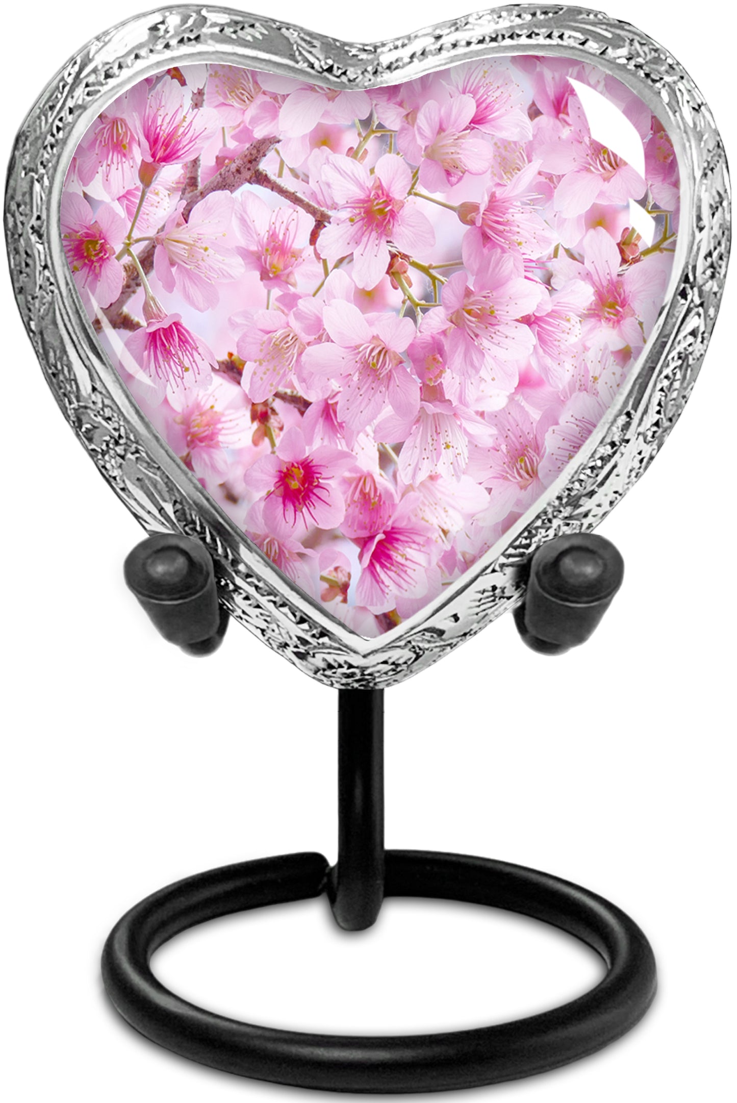 Pink Cherry Blossom Keepsake Urn for a Woman – This Heart-Shaped Token Is a Tender Tribute to Her Spirit, Her Grace, and the Love That Still Blooms