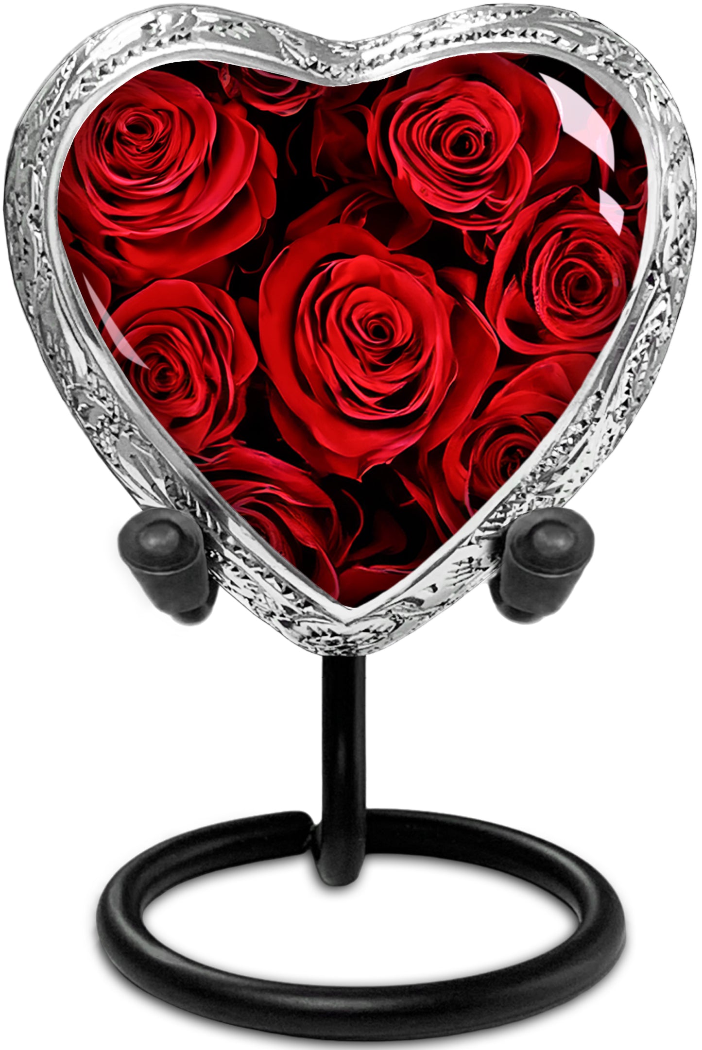 Red Roses Heart Keepsake Urn for Human Ashes – Small Memorial Urn for Adult Female – Tribute for Mother, Daughter, Sister, or Wife – A Symbol of Eternal Love to Share and Keep Close