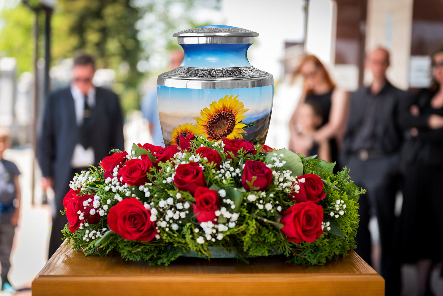 Sunflower Cremation Urn for Human Ashes – Full-Size Adult Memorial Urn for Men & Women
