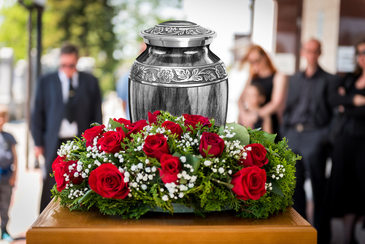 Watercolors Dark Gray Adult Urn for Ashes