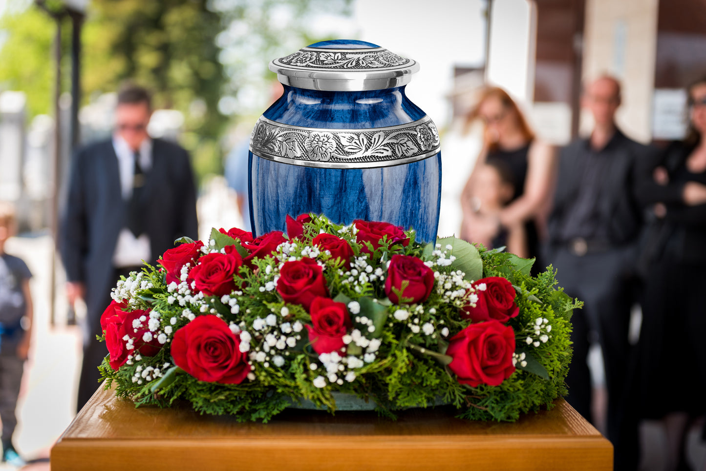 Watercolors Dark Blue Adult Urn for Ashes
