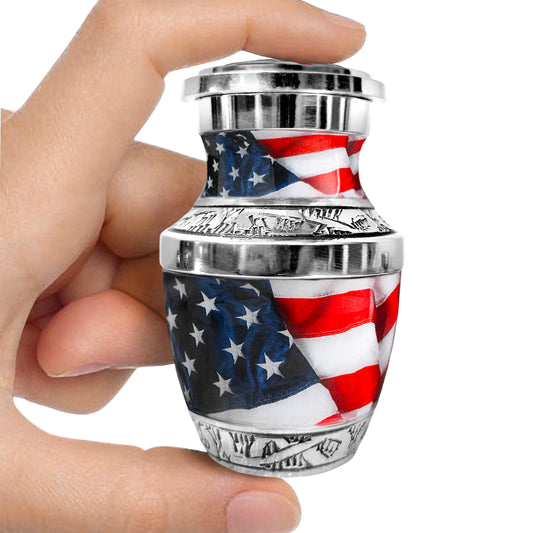 American Flag Keepsake Urn for Human Ashes – Small Memorial Urn for a Man or Woman – A Patriotic Tribute Held Close