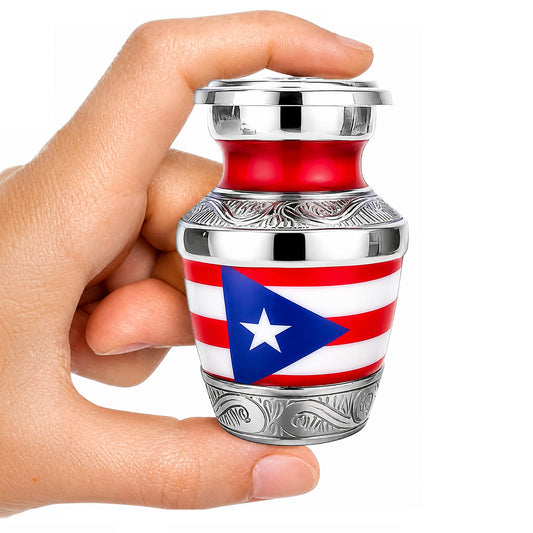 Puerto Rico Keepsake Urn - Hand Holding Size Reference