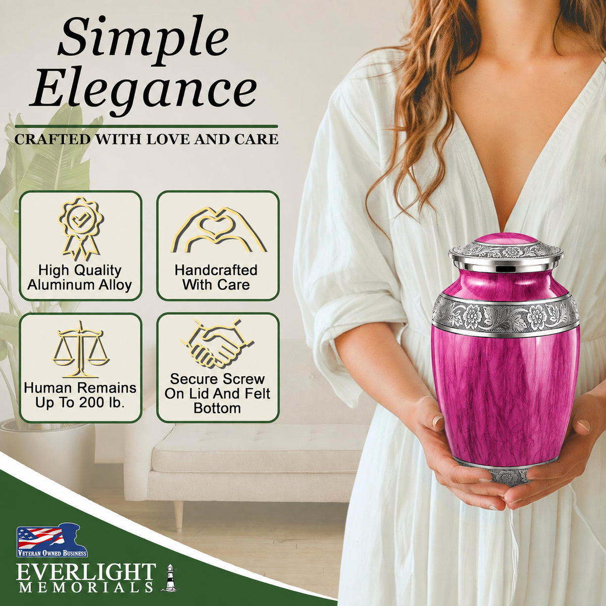 Pink Watercolor Cremation Urn - Simple Elegance Infographic