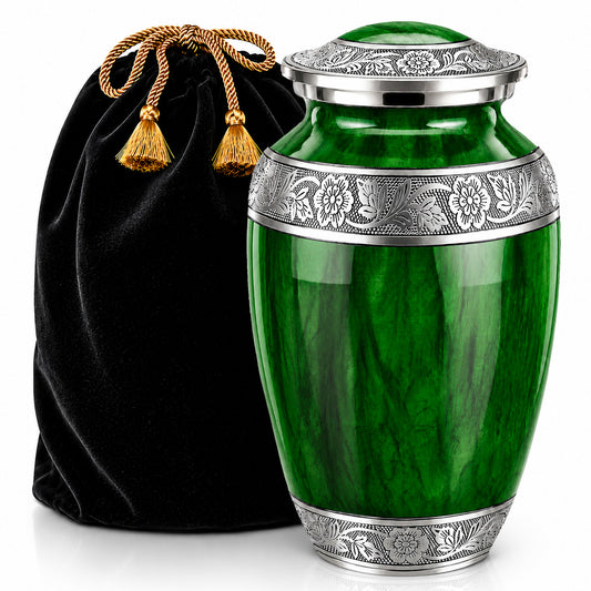 Green Watercolor Cremation Urn for Human Ashes - Main Image