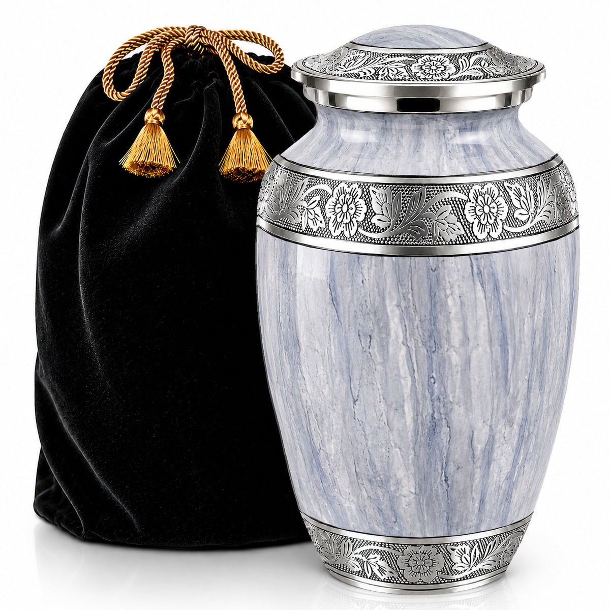 Light Gray Watercolor Cremation Urn for Human Ashes - Main Image