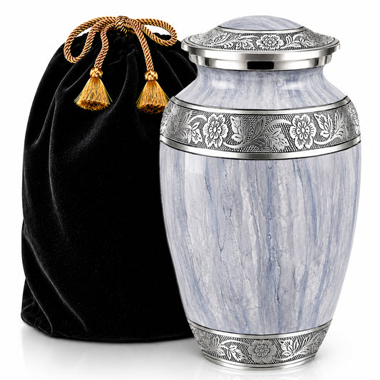 Light Gray Watercolor Cremation Urn for Human Ashes - Main Image