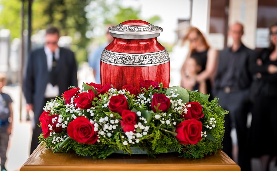 Watercolors Red Adult Urn for Ashes