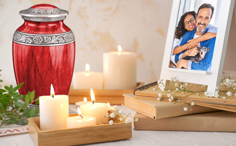 Watercolors Red Adult Urn for Ashes