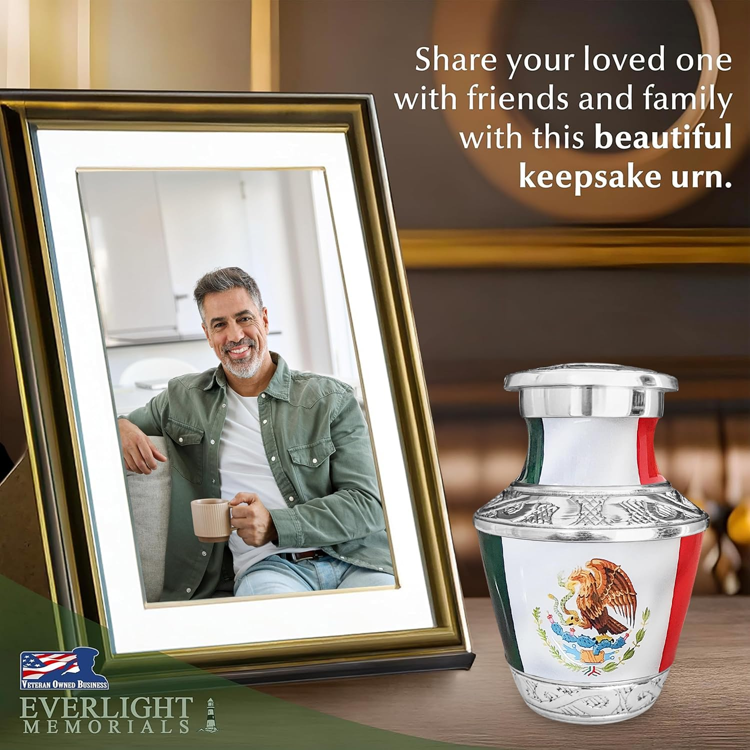 Mexican Flag Keepsake Urn - Share Your Loved One with Friends and Family Lifestyle Photo