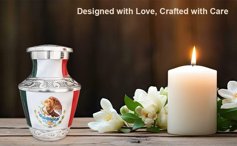 Mexican Flag Keepsake Urn - Designed with Love Crafted with Care Candle Lifestyle Photo