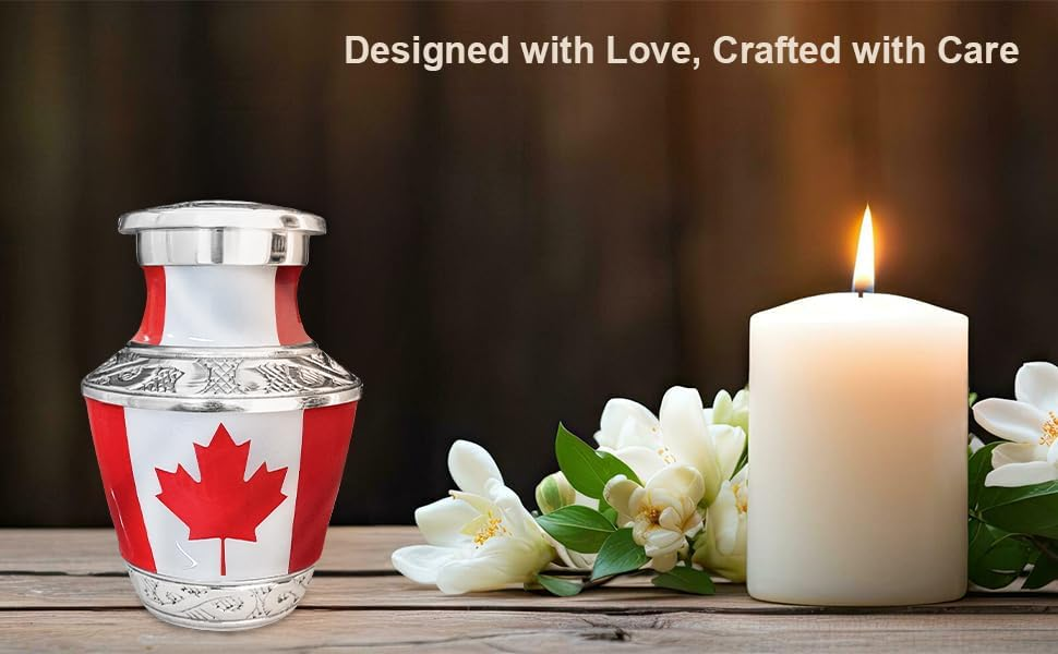 Canadian Maple Leaf Keepsake Urn - Designed with Love Crafted with Care Candle Lifestyle Photo